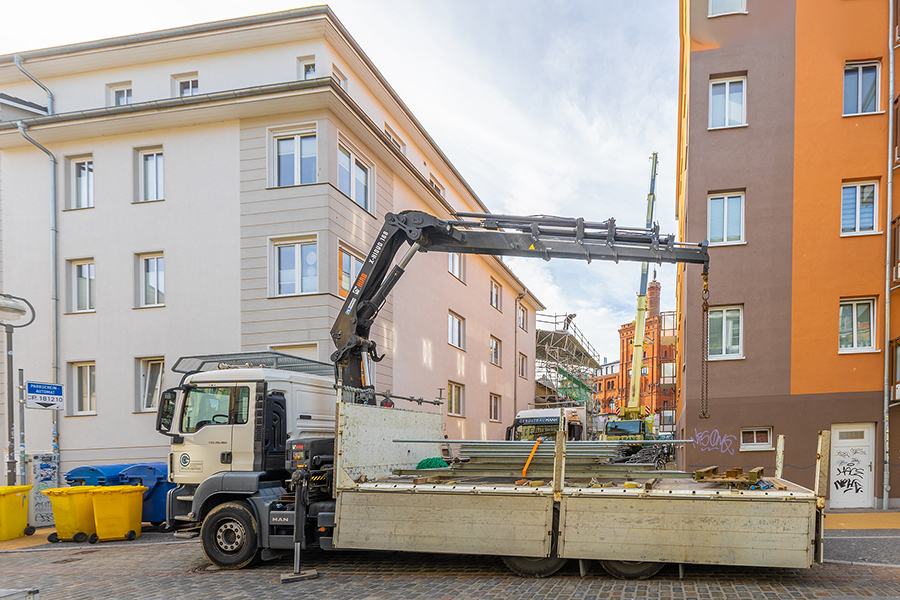 Gerüstbau Mank - Rostock - Wetterschutzdach - Friedrich-Straße